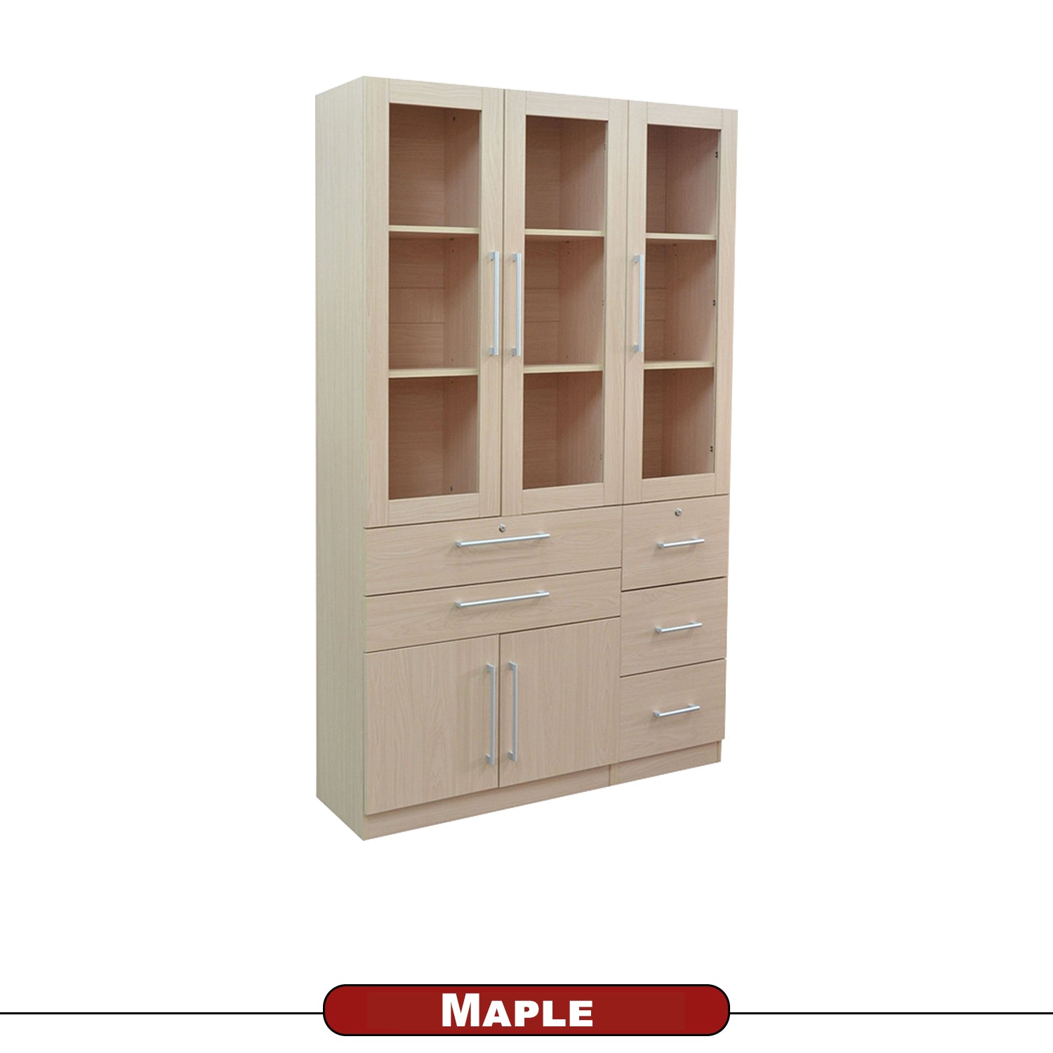 Darra Series 8 Bookshelf With Glass Doors In 3 Colors