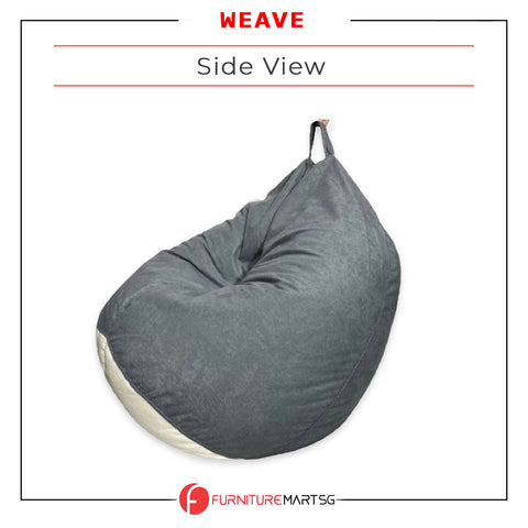 Image of Weave Sofa Set Bean Bag Chair in Grey