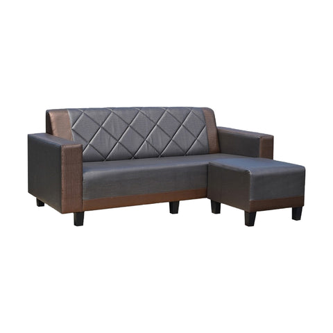 Image of Silie 1/2/3 Seater Faux Leather Sofa And Stool In Brown-Furnituremart.sg