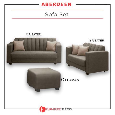 Aberdeen 2 + 3 seater Sofa L-shape with ottoman in 4 Colours