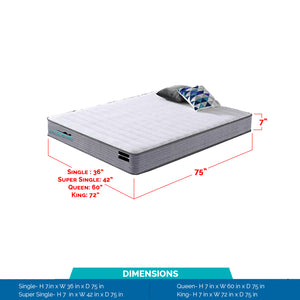 Diomire Spinal Guard Bonnell Spring Mattress - 7" Mattress In Single, Super Single, Queen and King Size