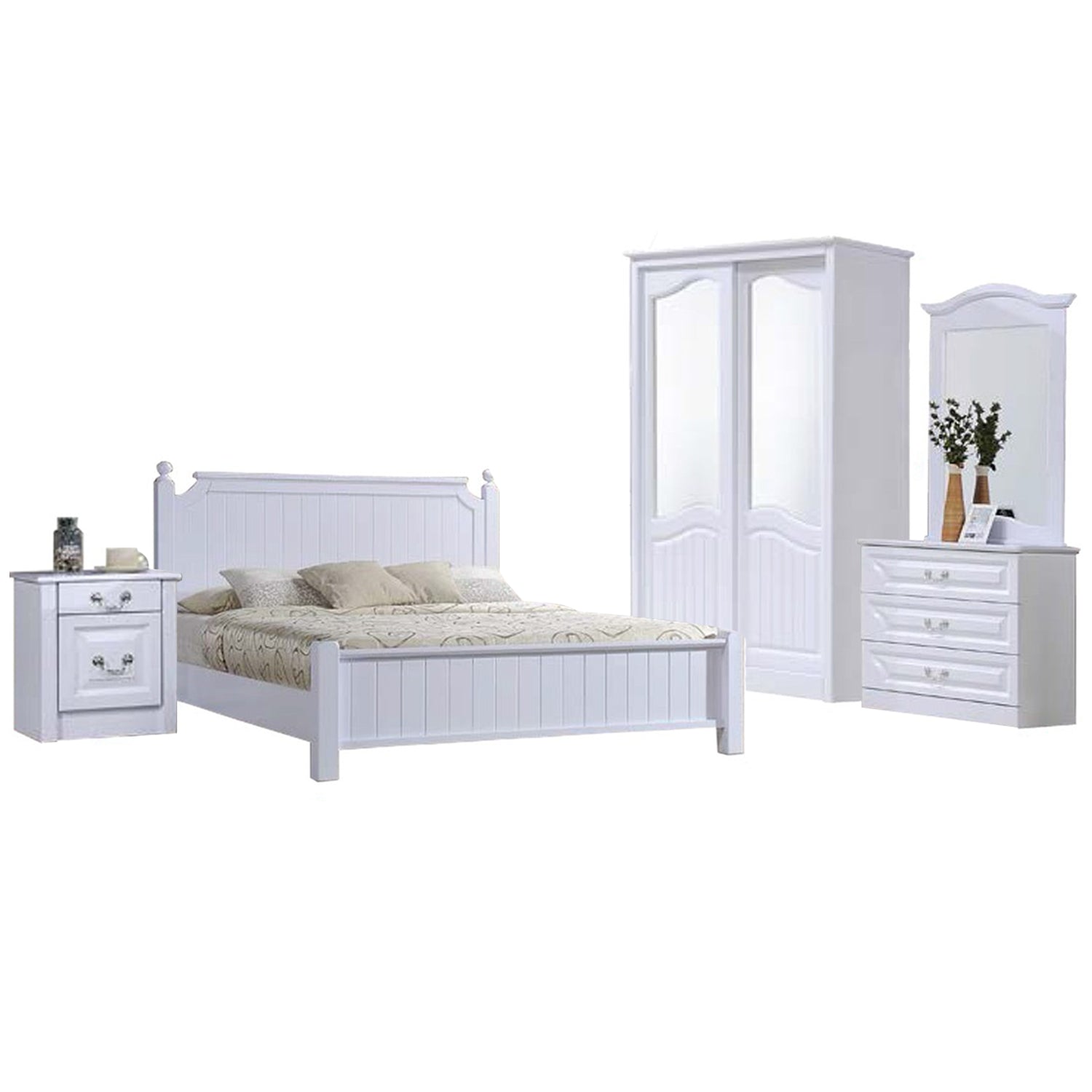 sunhee korean style 4 piece bedroom set white | furnituremart.sg