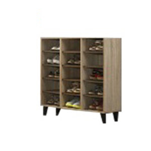 Peony Shoe Cabinet With 10 Layer Shelves/ Open Storage In Natural