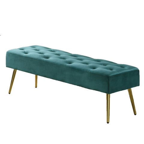 Image of Eliza Bench/Chair / Turquoise Velvet Fabric / Wooden Base with the High Density Foam