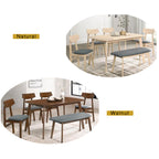 KEN Solid Rubberwood 6 Seater Dining Set with Bench Natural/Walnut