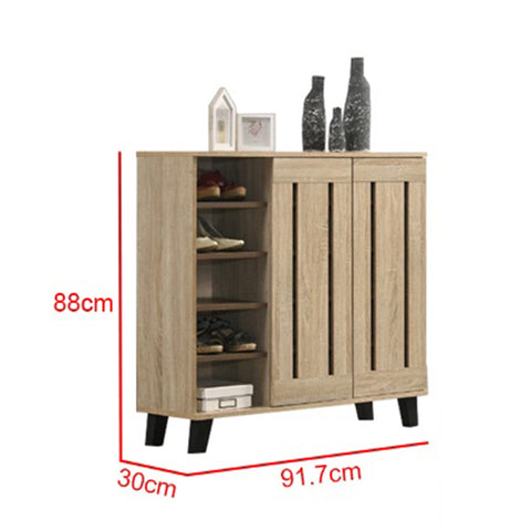 Image of Peony Shoe Cabinet With 5 Layer Shelves/ Open Storage In Natural
