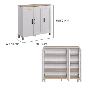 HEMNES 3 Doors Shoe Cabinet / Multi Function Shoe Rack / Strong Construction Laminate Wood