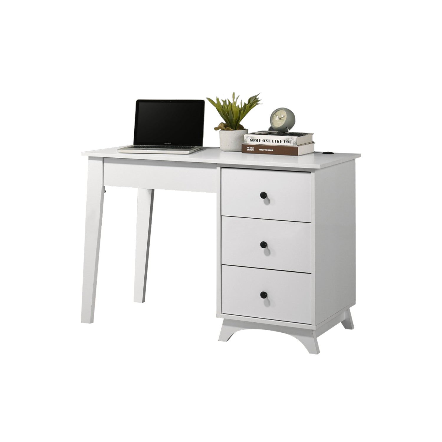 Nicole Writing Study Computer Table with USB Charging Port in White Colour