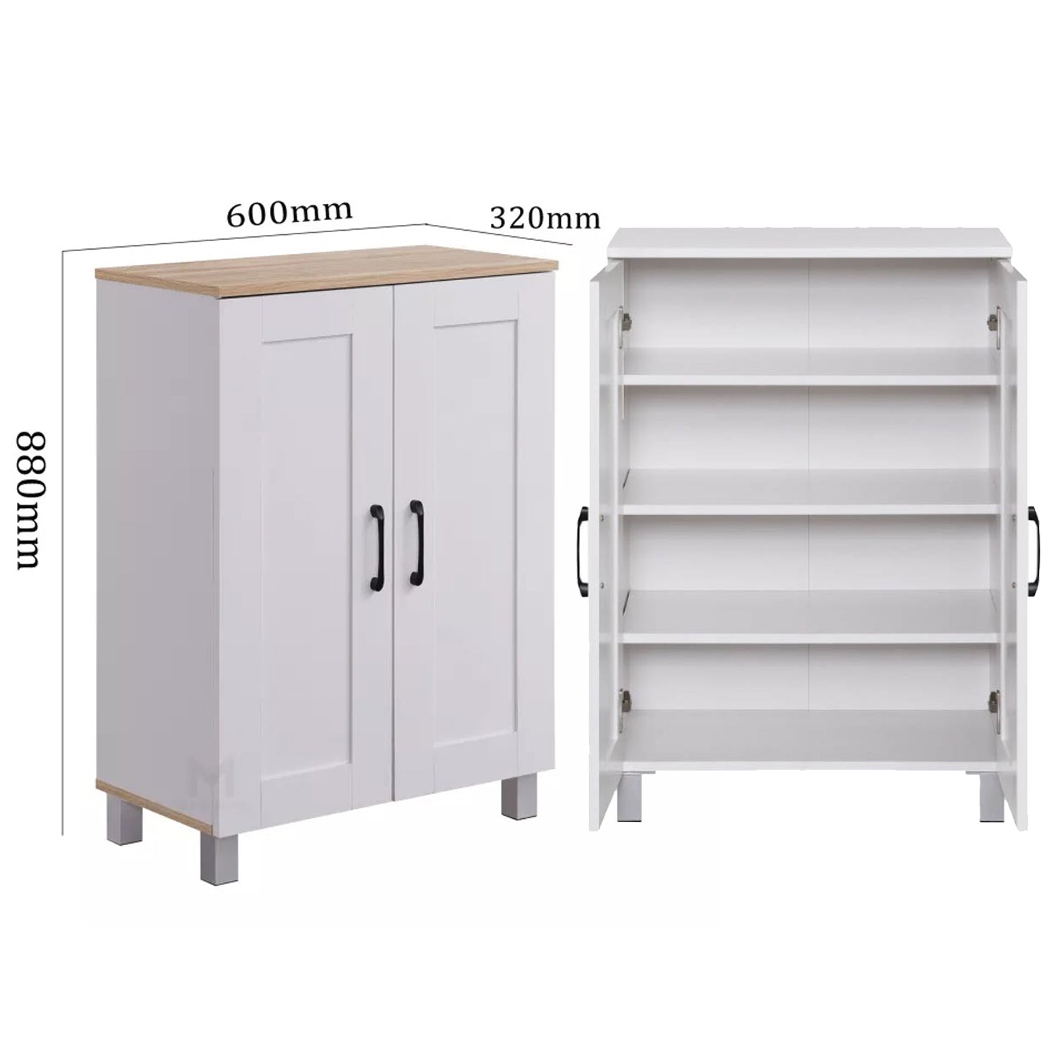 HEMNES 2 Doors Shoe Cabinet / Multi Function Shoe Rack / Strong Construction Laminate Wood