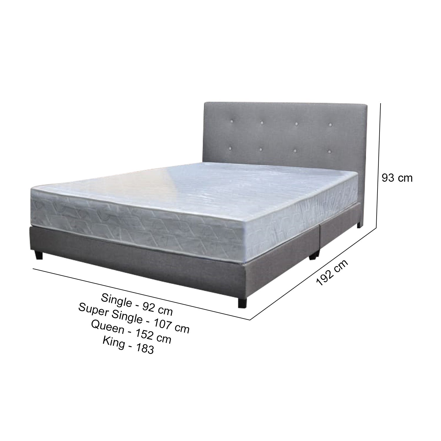 Ollie Fabric Divan Bed Frame With 10" Orthocoil Posture Plus Euro-Top Mattress - All Sizes Available