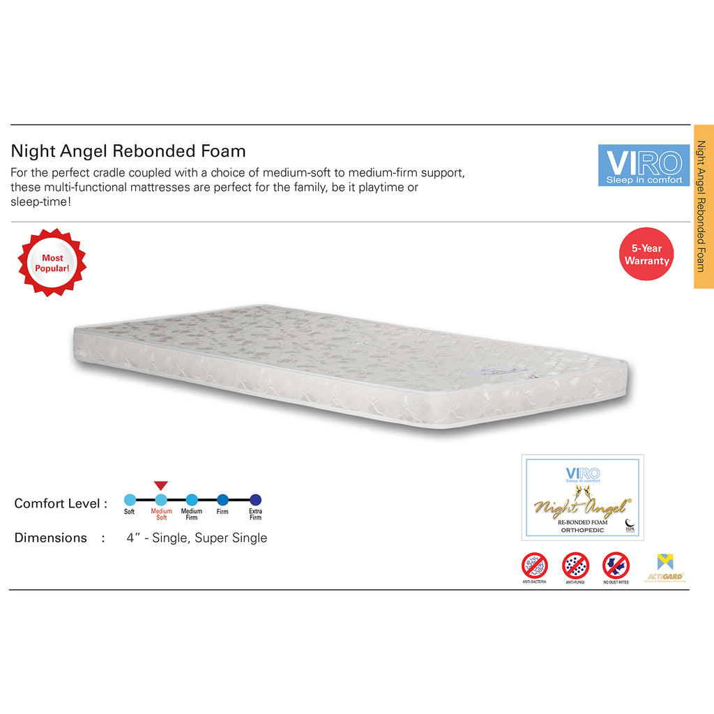 Viro Night Angel Rebonded single foam mattress