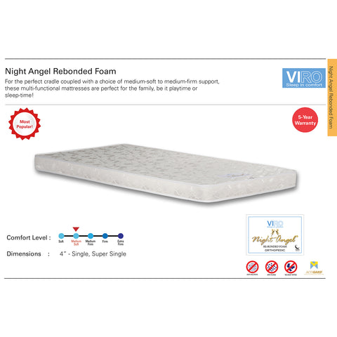 Image of Viro Night Angel Rebonded single foam mattress