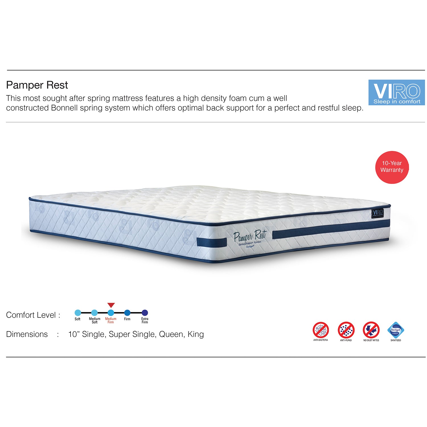 Viro Pamper Rest bonnell spring mattress