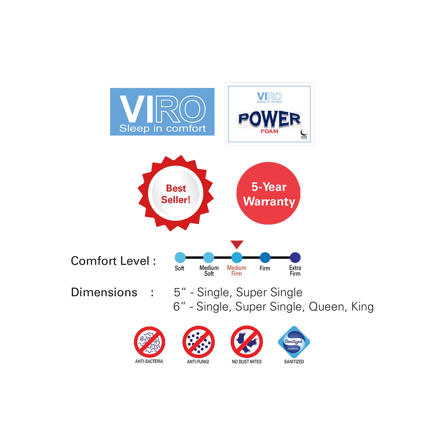 Viro Power queen foam mattress