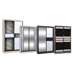 Vergel Glass Sliding Bedroom Modular Wardrobe In White Wash, Brown, and Black-Wardrobe-Furnituremart.sg