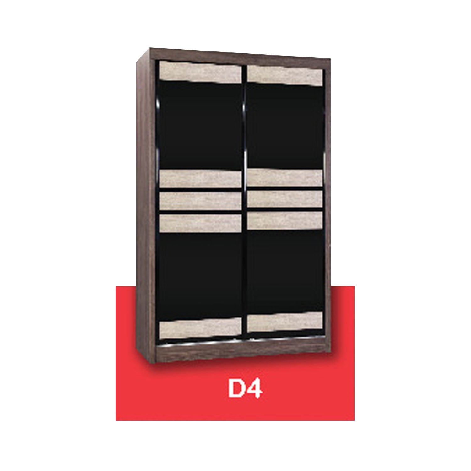 Vergel Glass Sliding Bedroom Modular Wardrobe In White Wash, Brown, and Black-Wardrobe-Furnituremart.sg