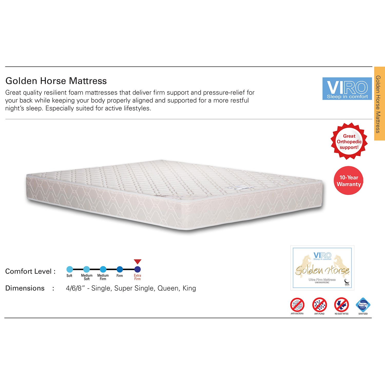 Viro Golden Horse best mattress for back support