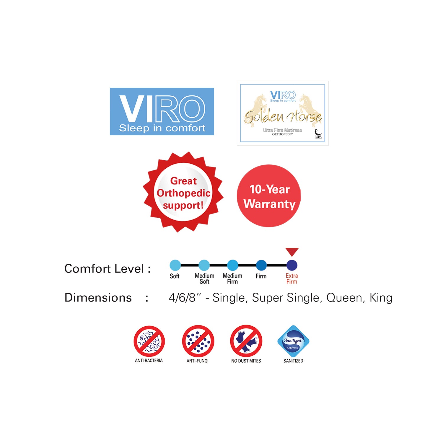 Viro Golden Horse mattress support for back pain