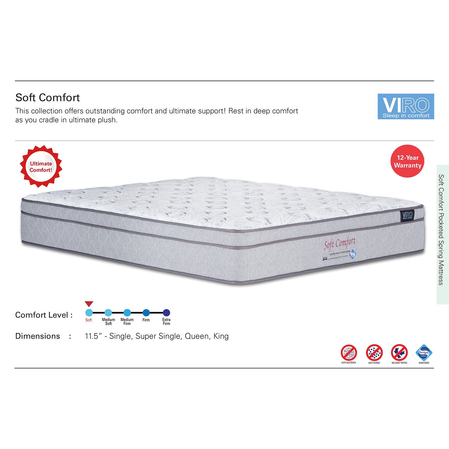 Viro Soft Comfort pocket spring foam mattress