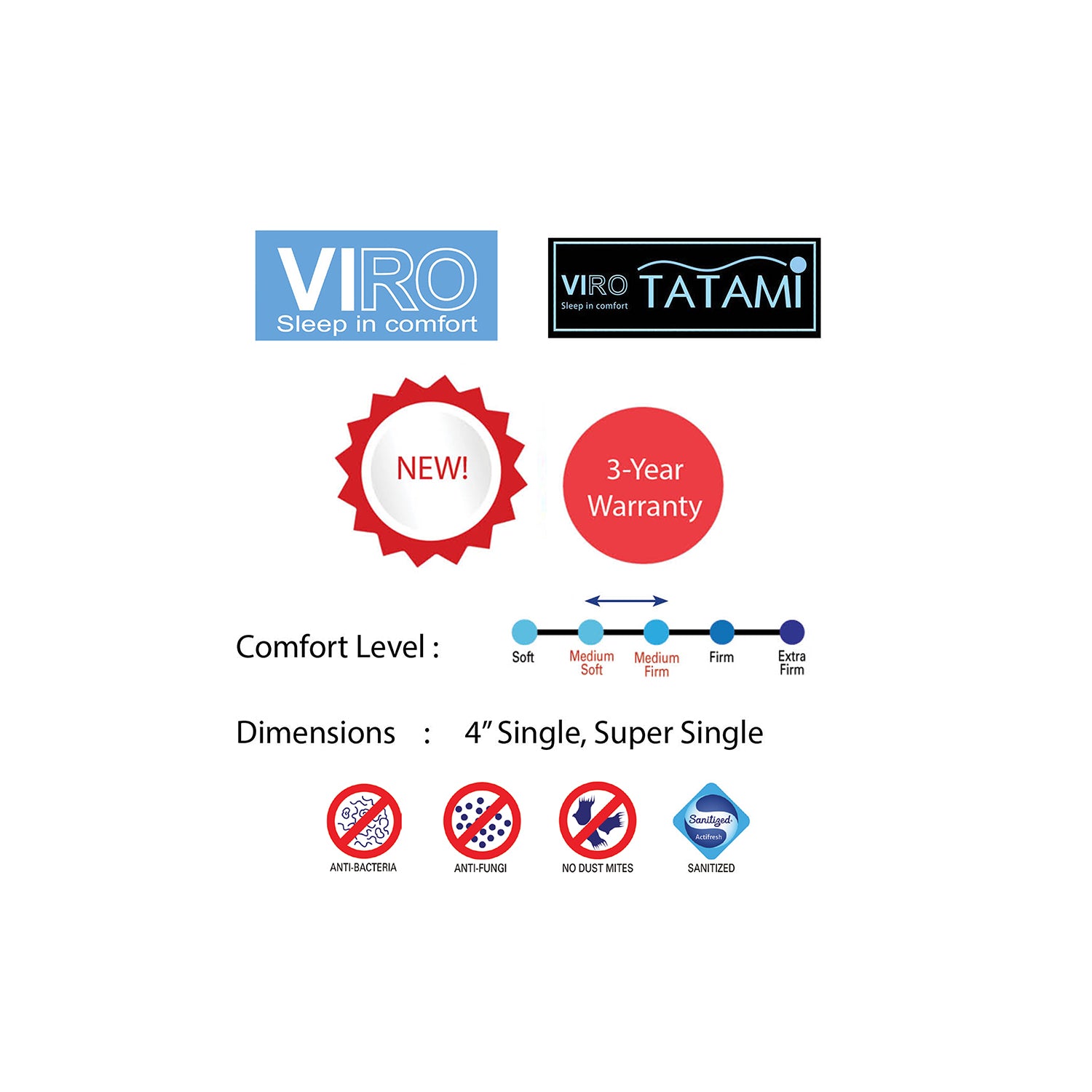 Viro 4" Thick tatami japanese mattress