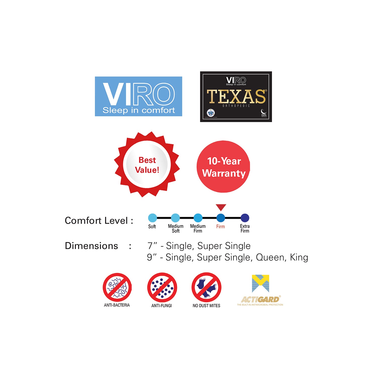 Viro Texas spring air back supporter mattress