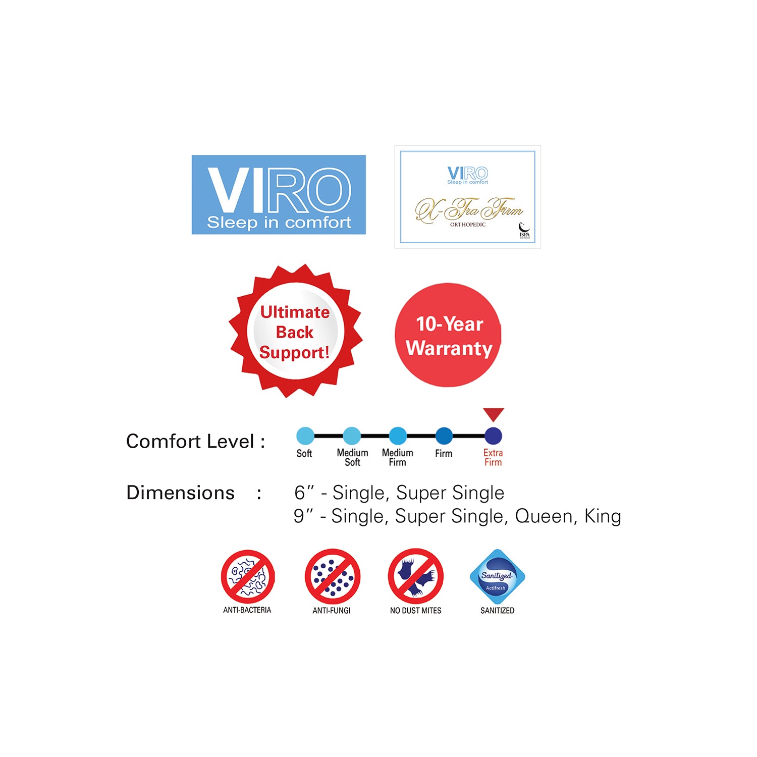 Viro X-Tra Firm cooling mattress