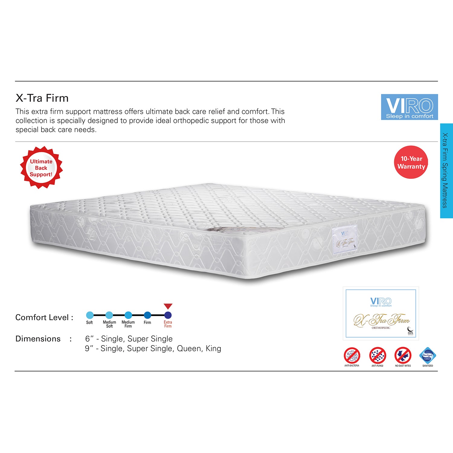Viro X-Tra Firm spring mattress