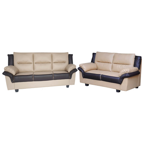 Image of Vivian 1/2/3 Seater Faux Leather Sofa In Beige/ Black-Furnituremart.sg