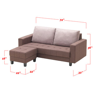 Vivo 3 Seater Fabric Sofa With Stool Set In Brown-Furnituremart.sg