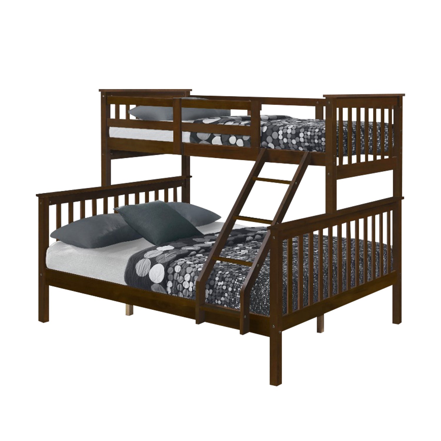 Meddy Solid Wood Bunk Bed Frame in White & Walnut with Mattress Option
