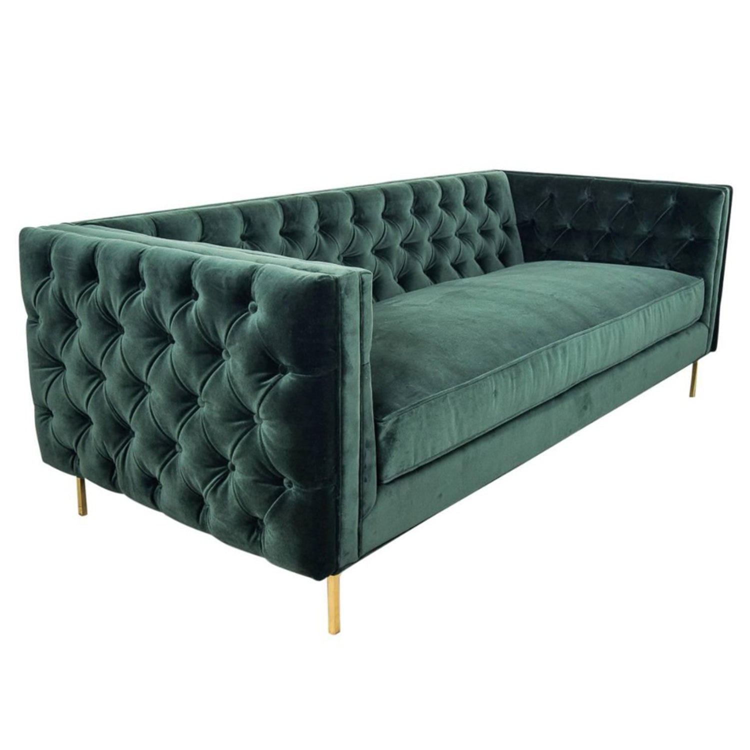 Modern New Design luxury Couch With Brass Legs Plush Green Velvet Sofa For Living Room Furniture