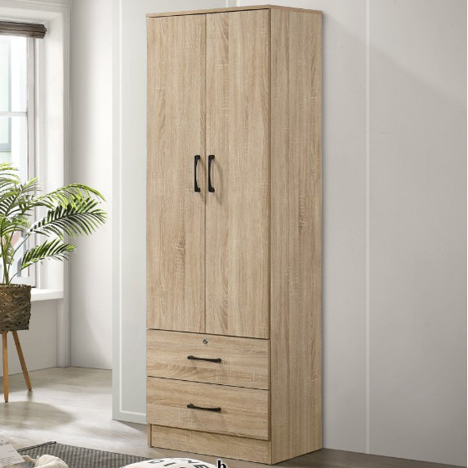 Britain 2 Door With Drawer Wardrobe In Natural
