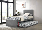 Dorma Single Divan + Pull-Out Type Bed Frame Fabric Upholstery in Grey Colour w/ Mattress Option