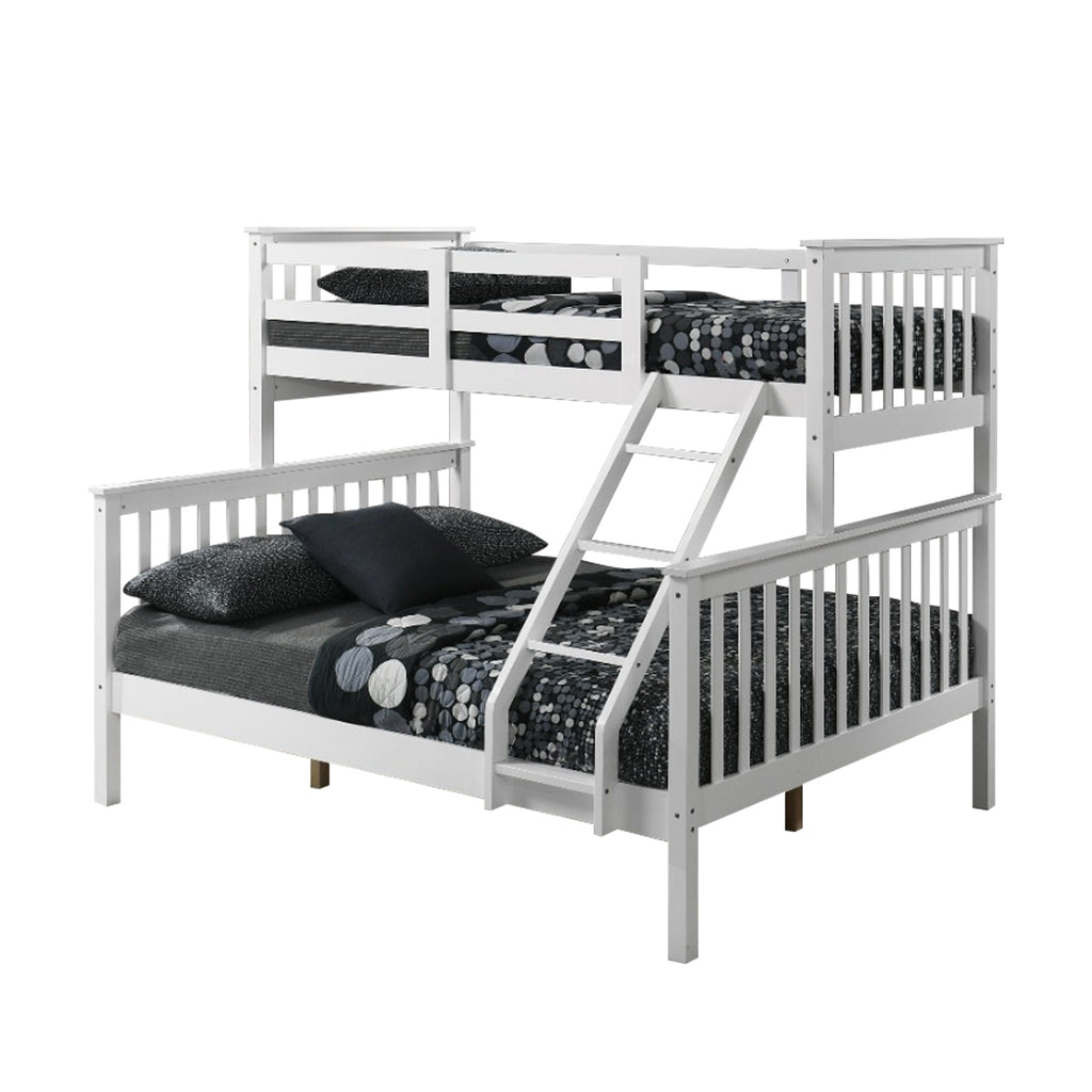 Meddy Solid Wood Bunk Bed Frame in White & Walnut with Mattress Option