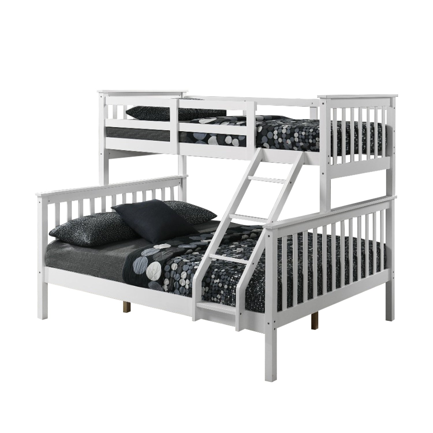Meddy Solid Wood Bunk Bed Frame in White & Walnut with Mattress Option