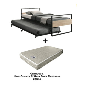 Hilson Single Bed Frame with Pull Out Bed. Add On Mattress Available.