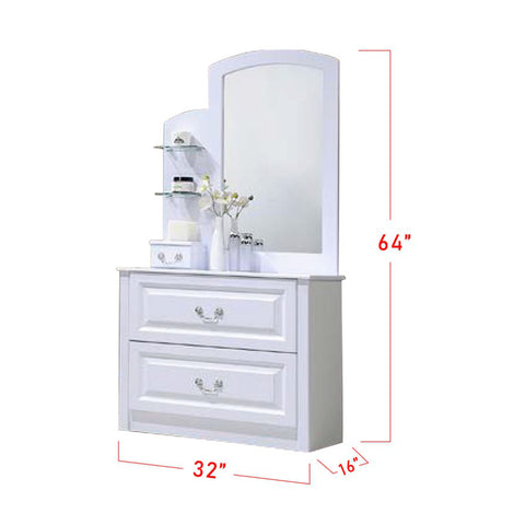 Image of Furnituremart Yoon Korean Style white makeup table with mirror