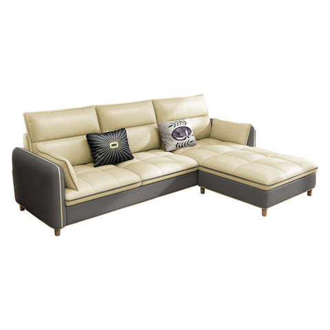 Image of Leather L-Shape Sofa with ottoman