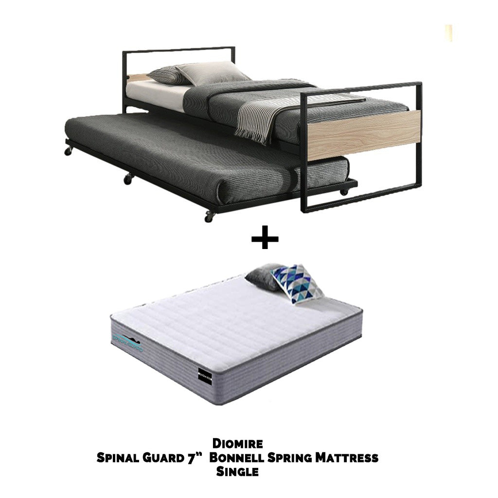 Hilson Single Bed Frame with Pull Out Bed. Add On Mattress Available.