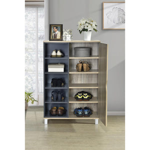 Kenzie 1/2 Door Wooden cabinet/ Shoes Shelving Cabinet / Utility storage shelf In Grey With Natural Color