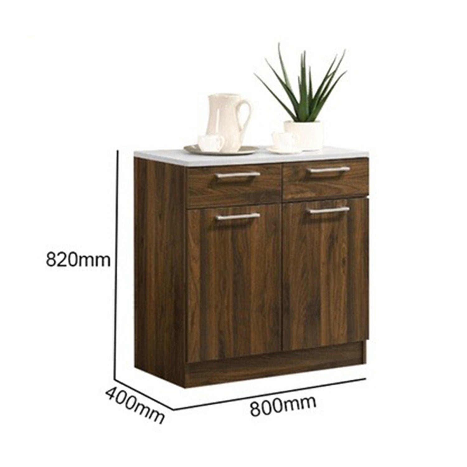 Jessie 1 Series 2/2 Door Kitchen Cabinet Melamine Top Panel in Brown & Natural Color