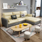 Consadole 3/4 Seater Leather Sofa Set With Ottoman In 5 Colours-Furnituremart.sg