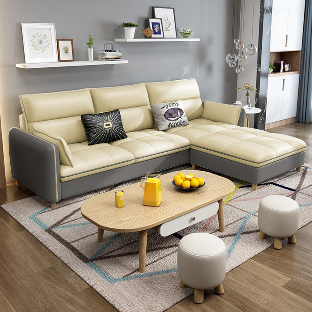 Consadole 3/4 Seater Leather Sofa Set With Ottoman In 5 Colours-Furnituremart.sg