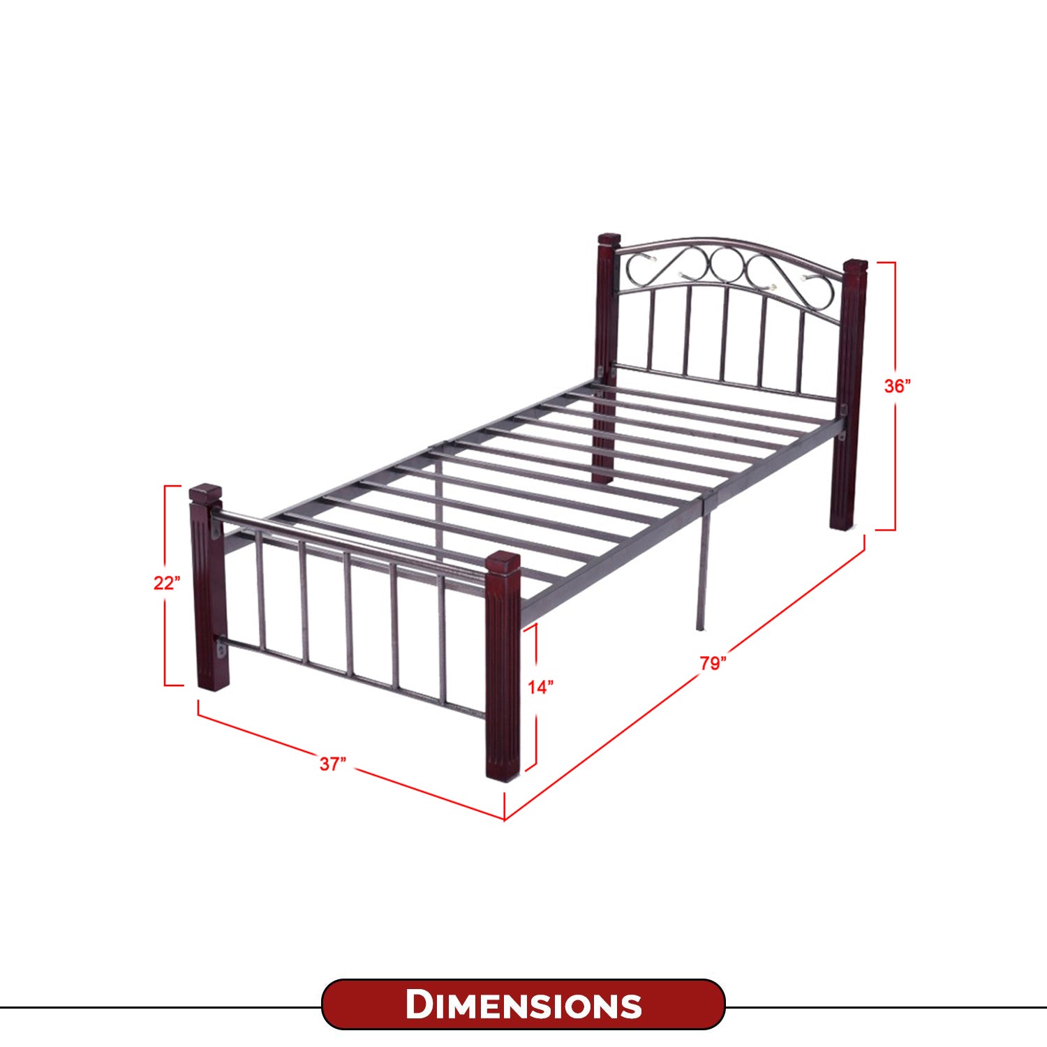 Adaline Single Size Metal Bed Frame with Mattress Add On Furnituremart.sg