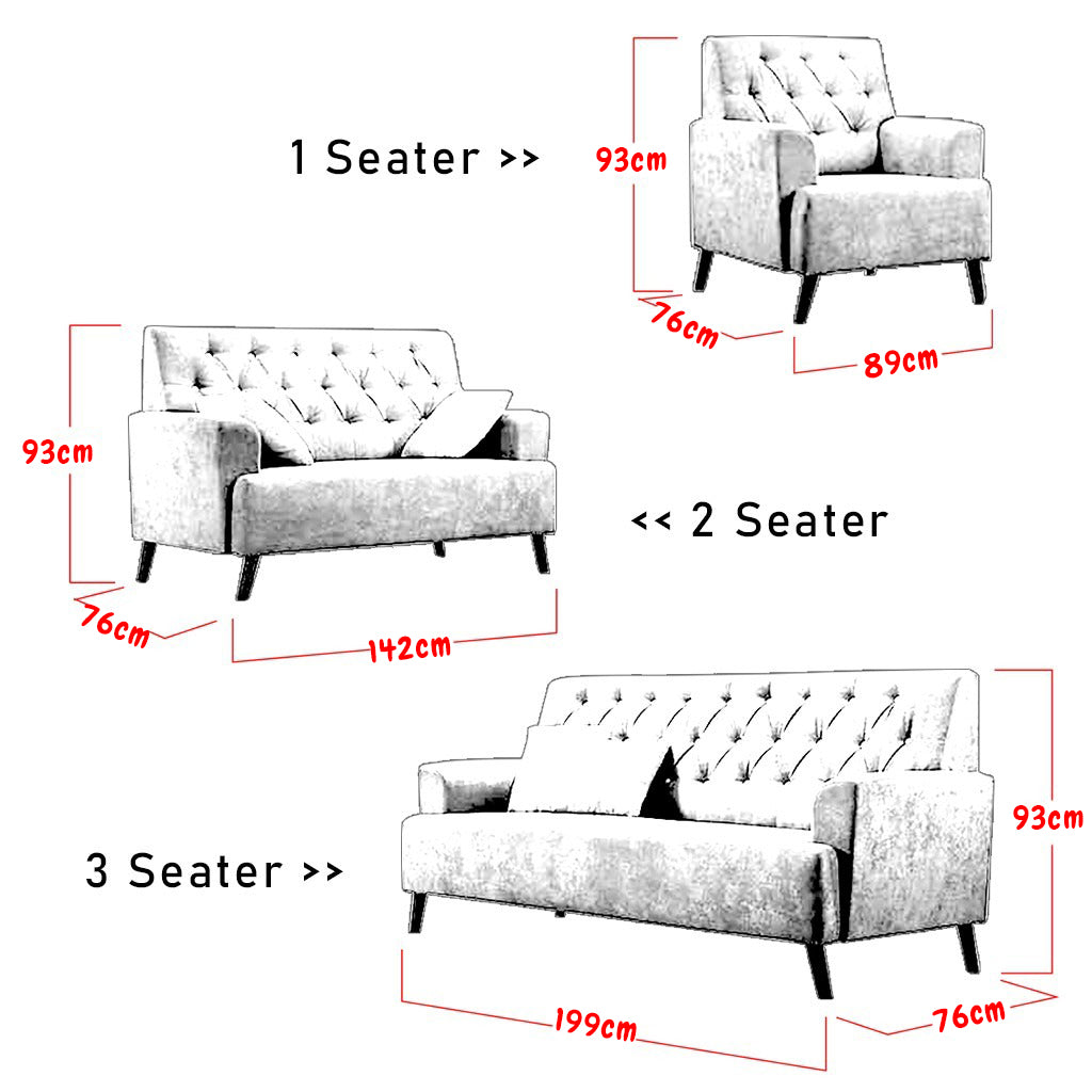 Diana 1/2/3 Seater Fabric/ Leather Sofa Set with Stool In 6 Colours