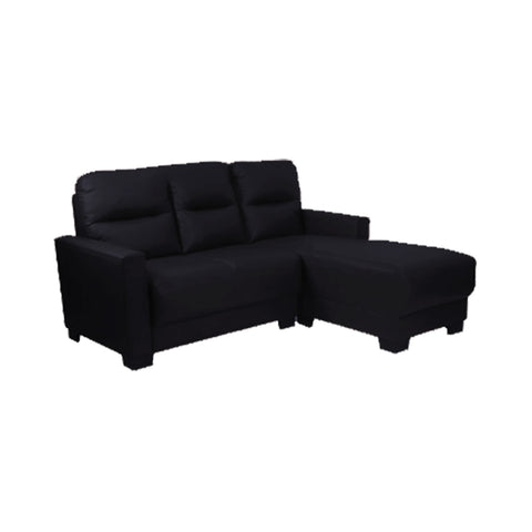 3 Seater Alison Leather L-Shape Sofa Black