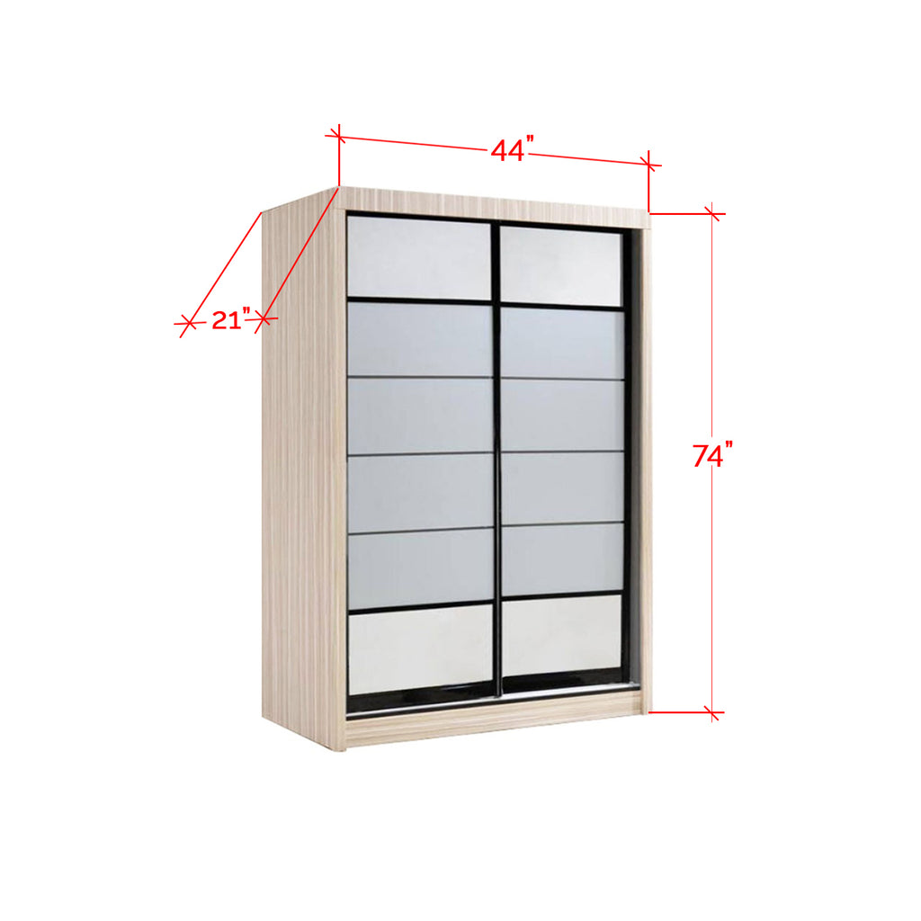 Skylar 4 Ft. Sliding Glass and Mirror Door Wardrobe In Grey-Wardrobe-Furnituremart.sg