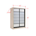 Skylar 4 Ft. Sliding Glass and Mirror Door Wardrobe In Grey-Wardrobe-Furnituremart.sg