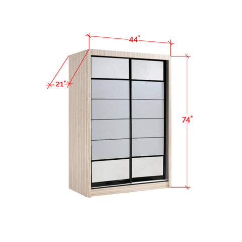 Image of Skylar 4 Ft. Sliding Glass and Mirror Door Wardrobe In Grey-Wardrobe-Furnituremart.sg
