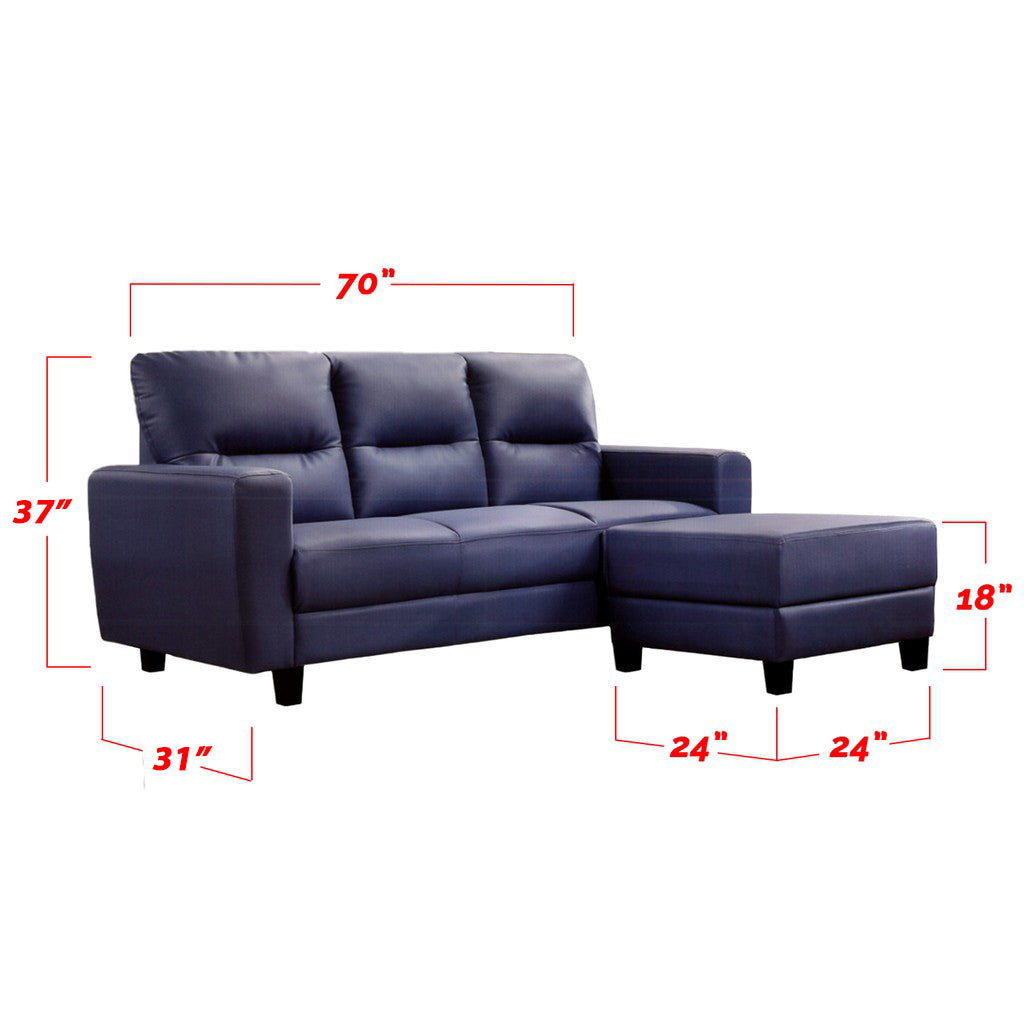 Talor 3 Seater Faux Leather Sofa With Stool In 3 Colors